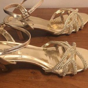Gold “silver slipper” heels